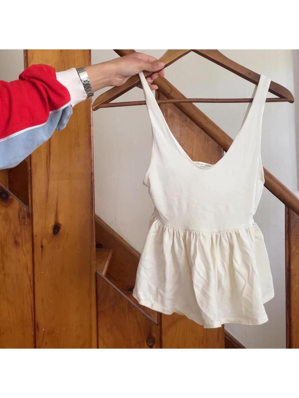 Truly Madly Deeply cream babydoll tank top Size S